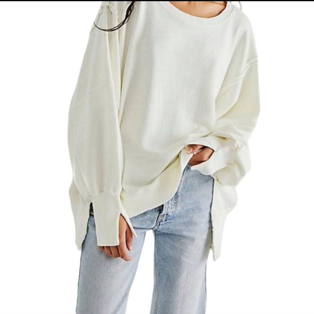 NWT FREE PEOPLE GREEN CAMDEN OVERSIZED PULLOVER We The Free - Picture 11 of 14